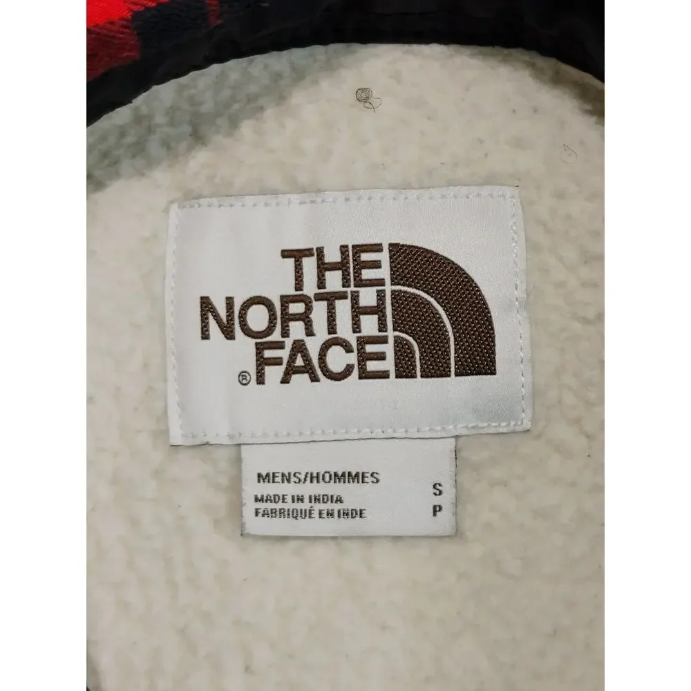 The North Face Sherpa Lined Flannel Shirt Jacket Button Up Plaid Red Mens Small